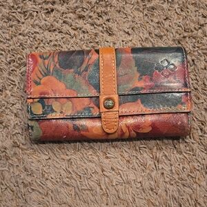 Patricia Nash Floral Leather Wallet in Multi-Tone Fall Colors
